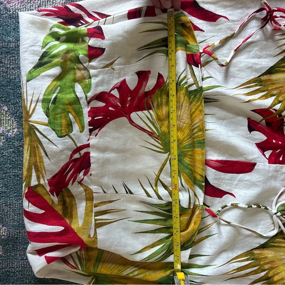 House of Harlow 1960 Midi Dress Size M Linen-Blend Cut Out Smocked Back - Picture 8 of 9